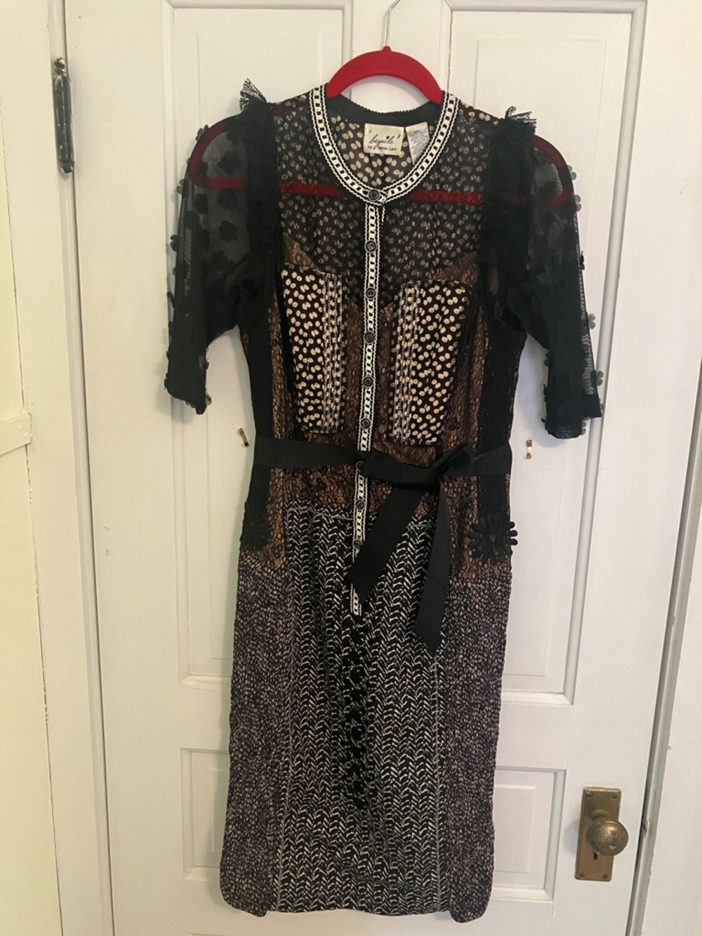 Anthropology Beguile by Byron Lars Black Lace slip dress with nude lining